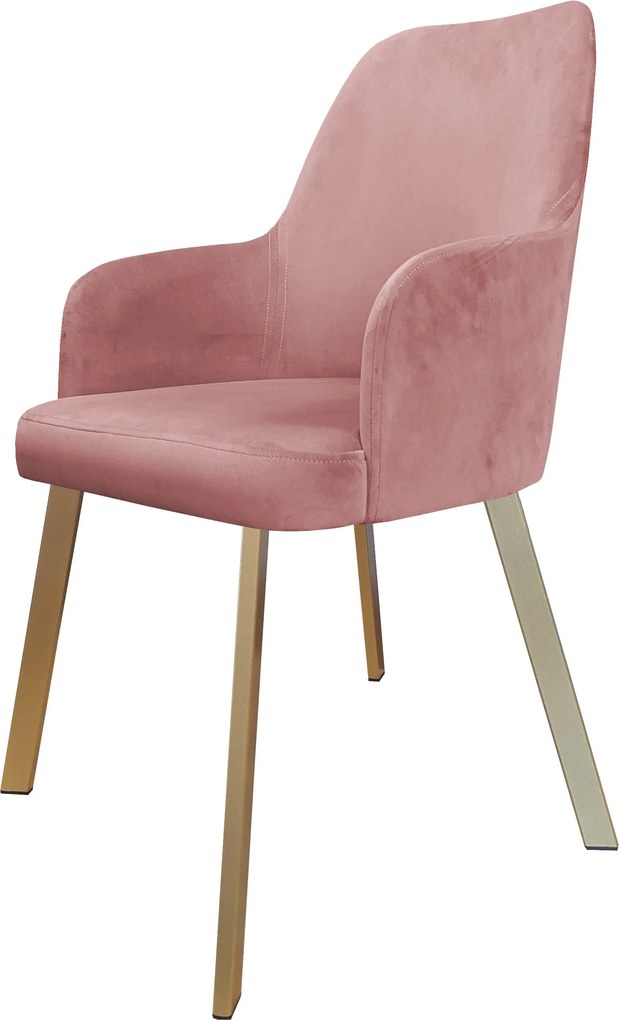 Krzesło WESTA tkanina Welur noga metalowa elegancki styl loftowy : Kolor nogi - Złota profil, Kolor tkaniny - VELVET - MG58, Typ siedziska - Siedzisko stałe
