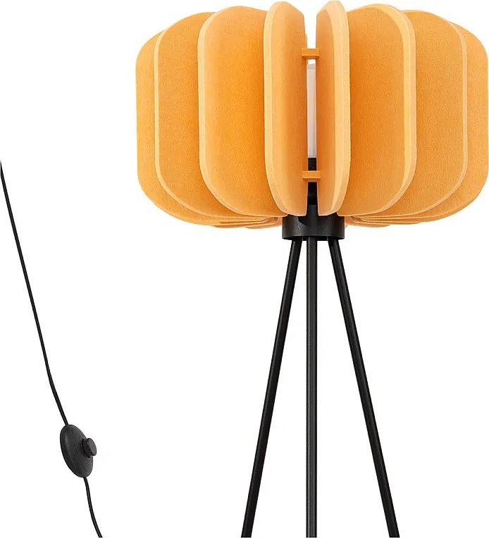 Lampa podłogowa nowoczesny Mula, filc/stal - 1 źródło - L.45 x H.134 cm - żółty/czarny