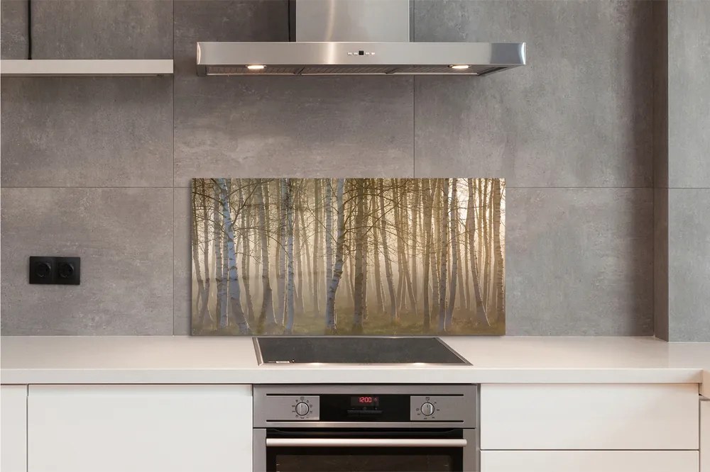 Panel szklany do Kuchni Las o Wschodzie Słońca