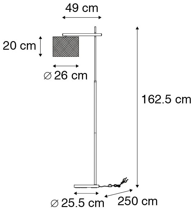 Industrialna lampa podłogowa czarna - Drum Mesh