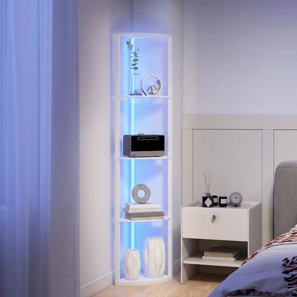 HOMCOM LED Lampa stojąca 5-stopniowa ściemnialna z półką, RGB zmiana kolorów, pilot | Aosom PL