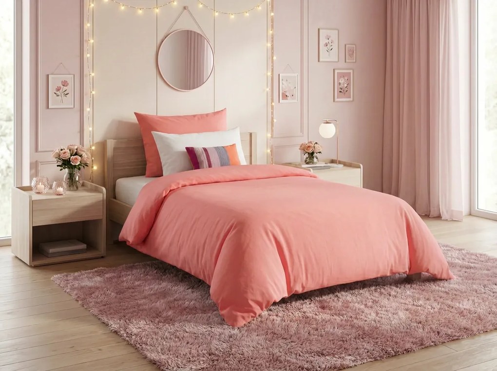 PrzytulneMieszkanie.pl PrzytulneMieszkanie.pl Bawełniana pościel CALMORA różowa Rozmiar pościeli: 2 szt 70 x 90 cm | 200 x 220 cm