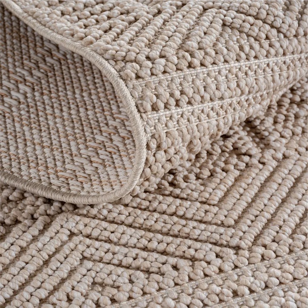 Dywan nowoczesny Helix 3D boho beżowy 160 cm x 160 cm koło