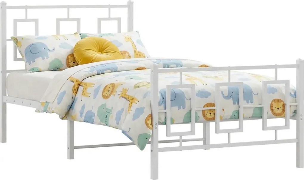 Białe metalowe łózko pojedyncze 90x200 cm T3-L94