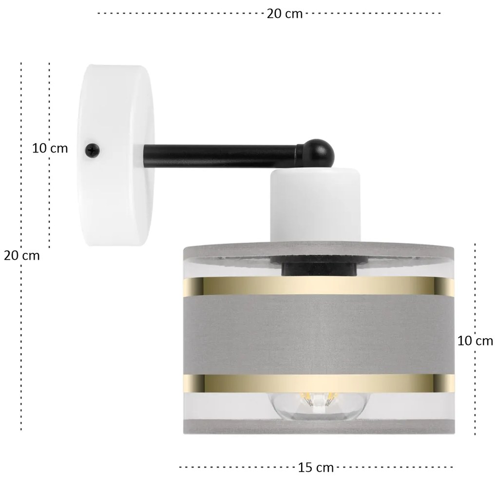 Biały kinkiet LED z szarym abażurem WD-TI-1010WE-GR jednopunktowy indu