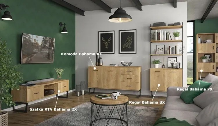 Loftowa komoda na nóżkach z szufladami S4-D88