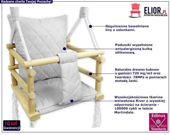 Szara huśtawka rosnąca dla dzieci H6-S17