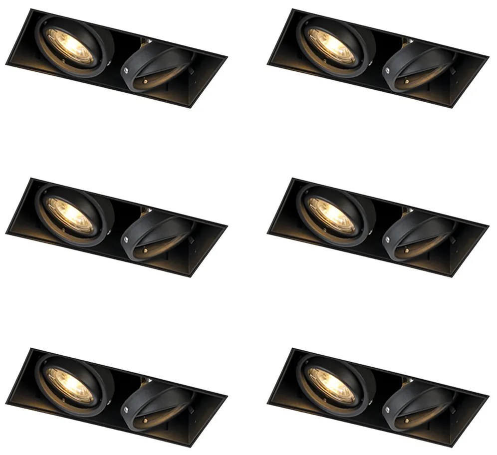 Zestaw 6 reflektorów wpuszczanych czarnych GU10 regulowanych bezramkowych 2-punktowych - Oneon