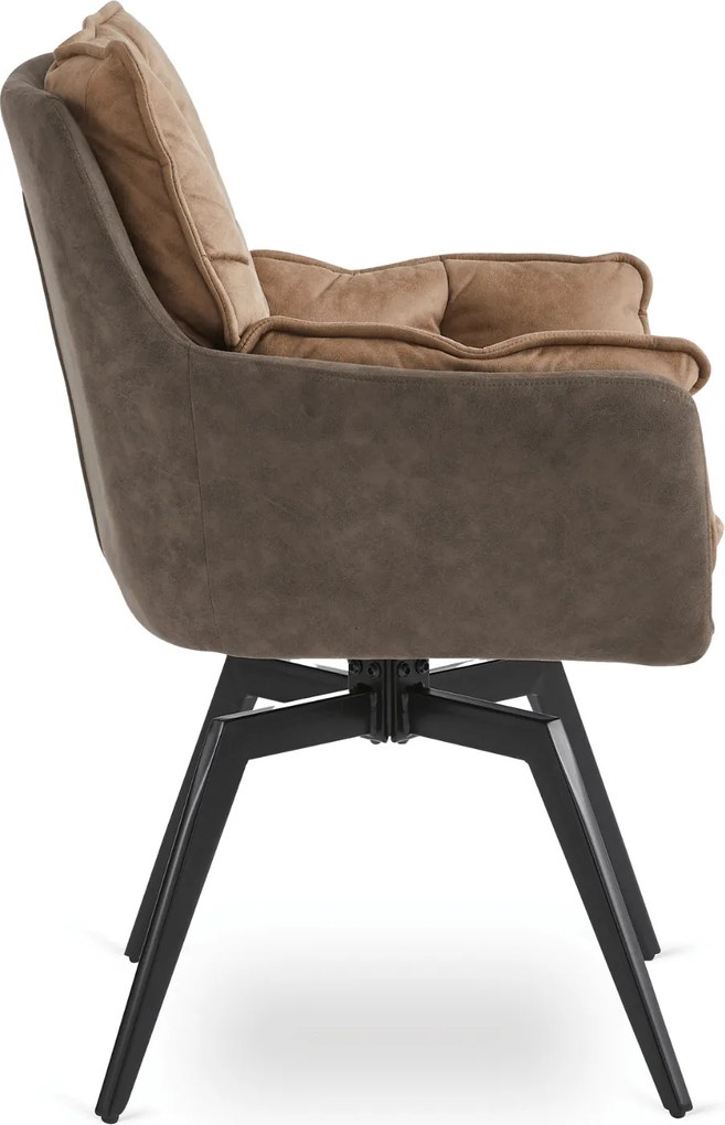 Krzesło Tapicerowane Obrotowe ISLA Brązowe Nowoczesne Loft