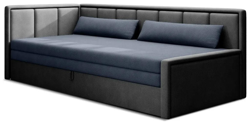 Sofa rozkładana z funkcją spania FULGEO szara/granatowa lewa ELTAP