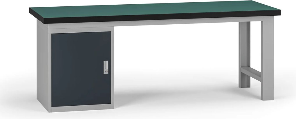 Stół warsztatowy G8, 2100 x 750 x 800 mm, 1x szafka, grafitowy