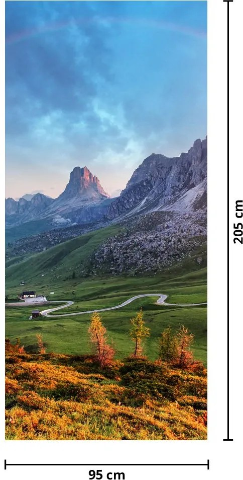 Fototapeta na drzwi - Tęcza nad skałami (95x205cm)