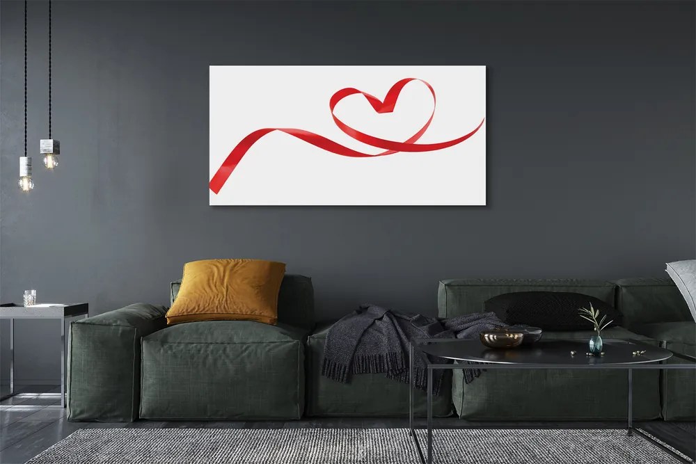 Obraz canvas na ścianę Serce z Czerwoną Wstążką