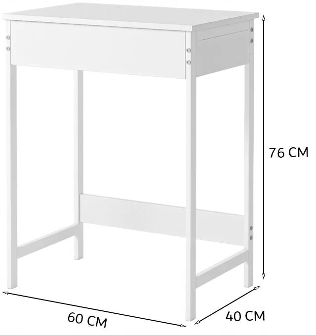 Biurko komputerowe dla dzieci z szufladą – białe, 60 cm