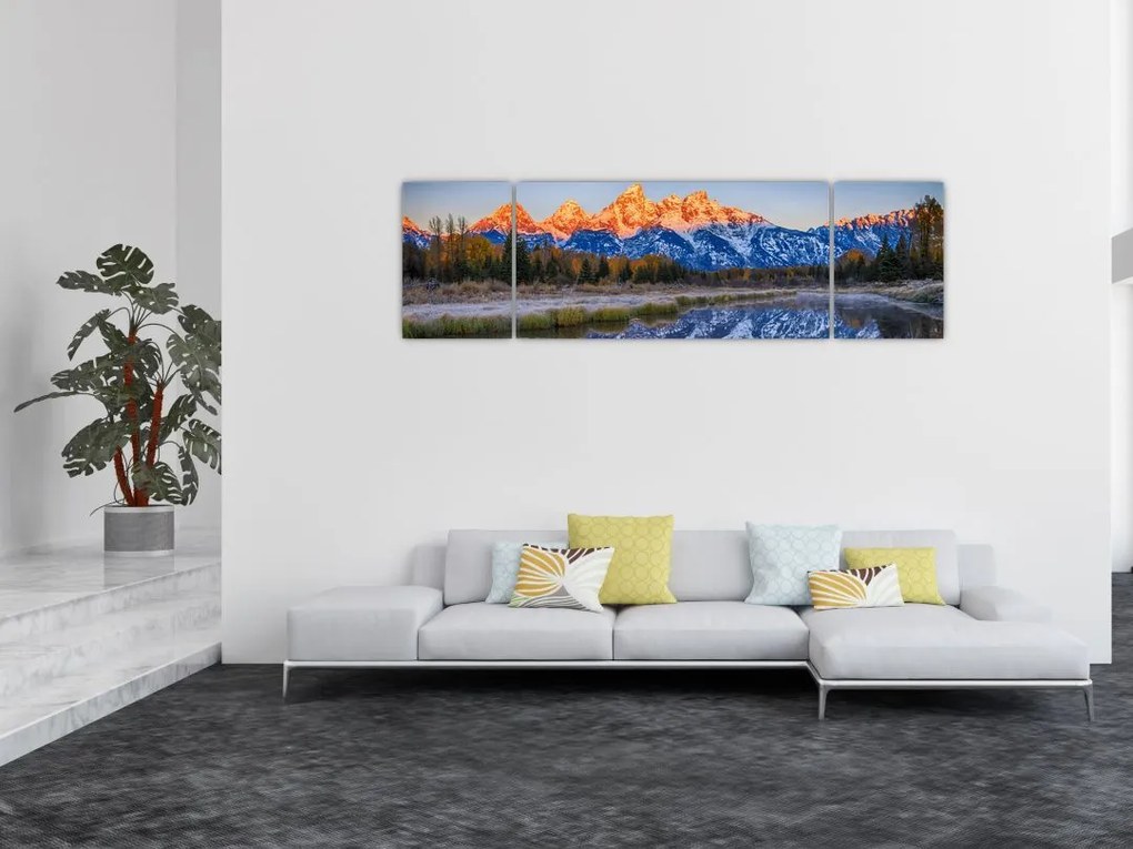 Obraz ośnieżonych szczytów górskich (170x50 cm)