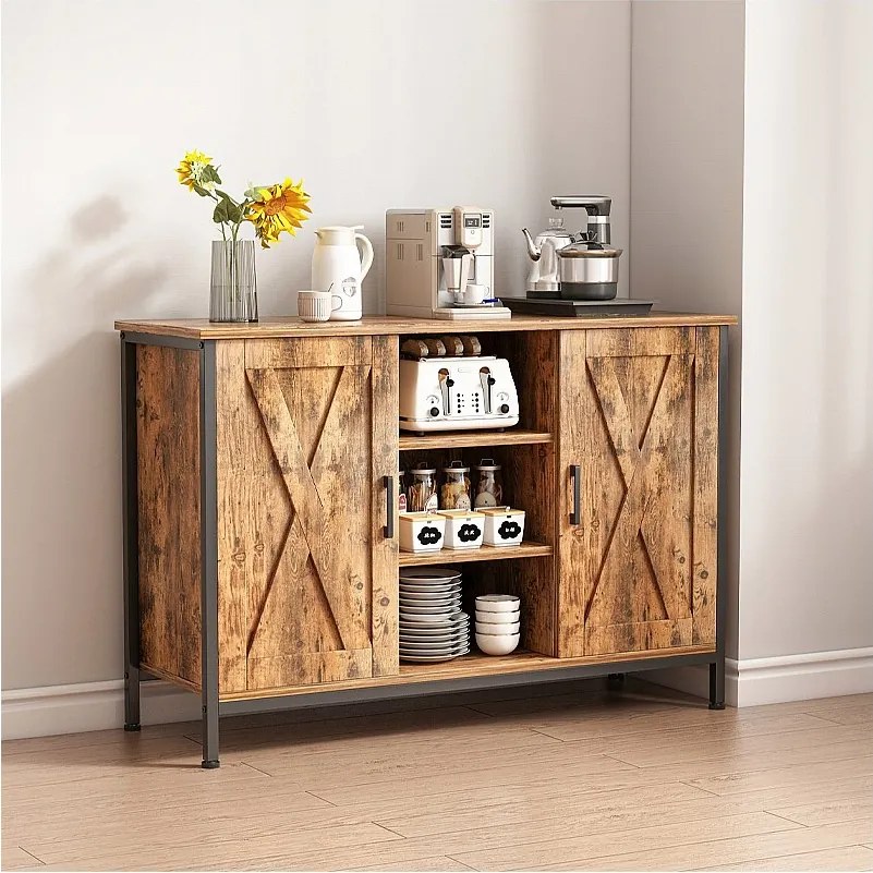 KREDENS SZAFKA BOCZNA Z OTWARTYMI PÓŁKAMI KOMODA VINTAGE KUCHNIA SALON LOFT