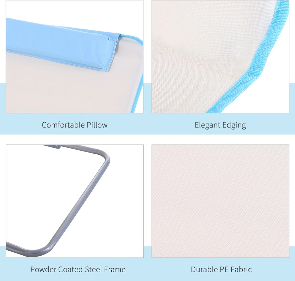 Outsunny Leżak Plażowy Beżowy Składany z Regulowanym Podłokietnikiem i Kieszenią Boczną 48x134x33-43cm | Aosom PL