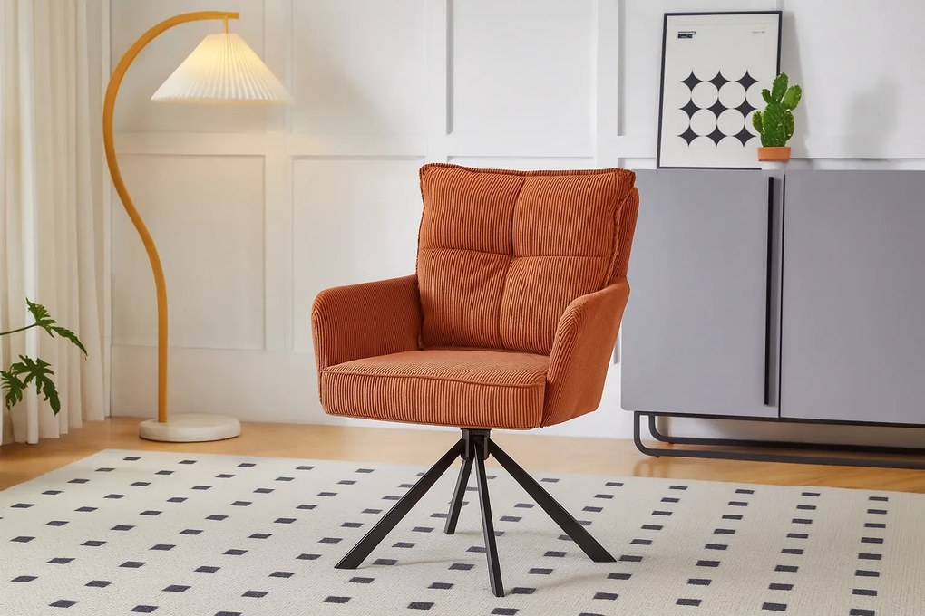 Sztruksowy rudy fotel obrotowy - Herry