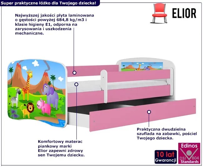 Łóżko dla dziewczynki z materacem Rostok 2X mix 80x180 - różowe