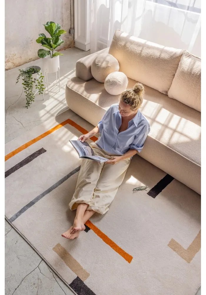 Pomarańczowy/kremowy dywan 140x200 cm Linea – Universal