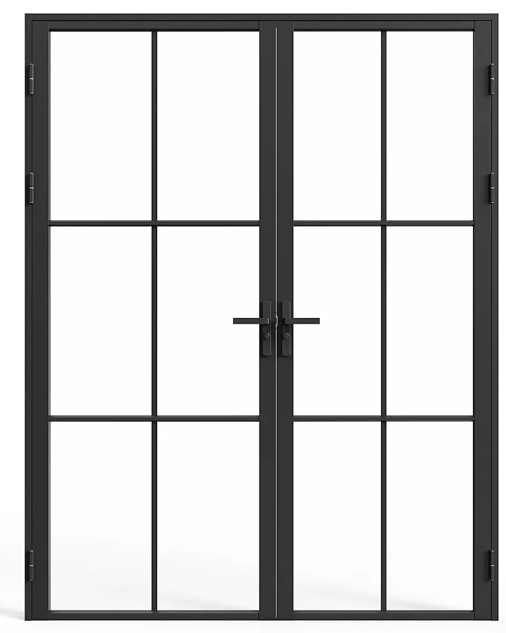 Drzwi kompletne 2-skrzydłowe z aluminium i szkła hartowanego - wys. 204 x szer. 146 cm - SEROTO