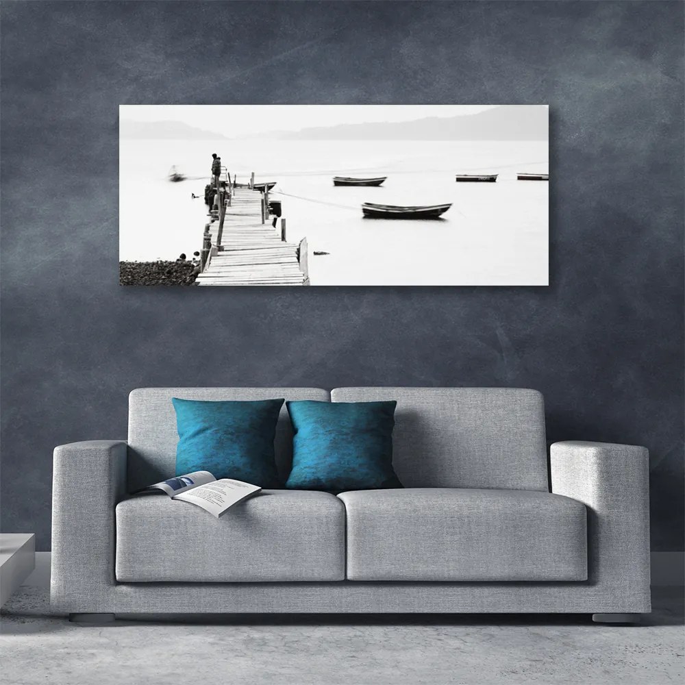 Zdjęcie na płótnie Przystań Łodzi pod Mostem