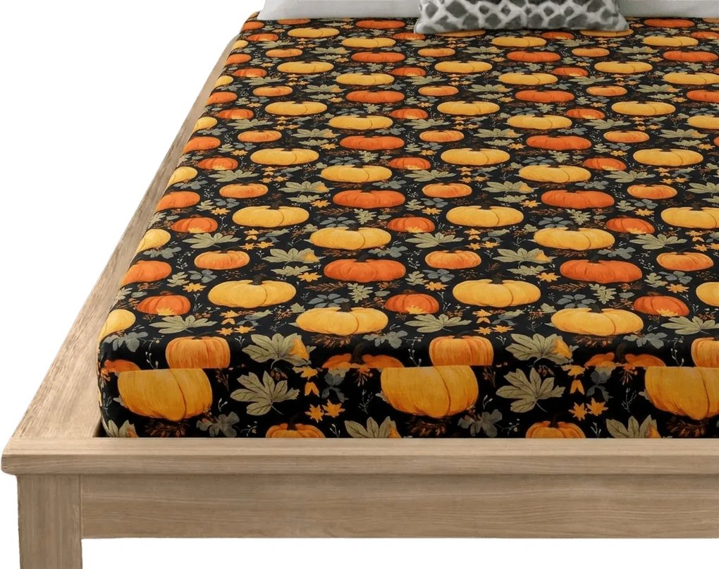 PrzytulneMieszkanie.pl Prześcieradło z mikrofibry ORANGE PUMPKINS kolorowe 90x200 cm