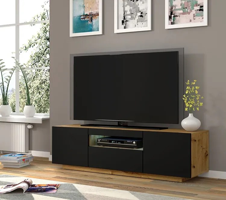 Szafka rtv stojąca lub wisząca dąb artisan + czarny L7-L49