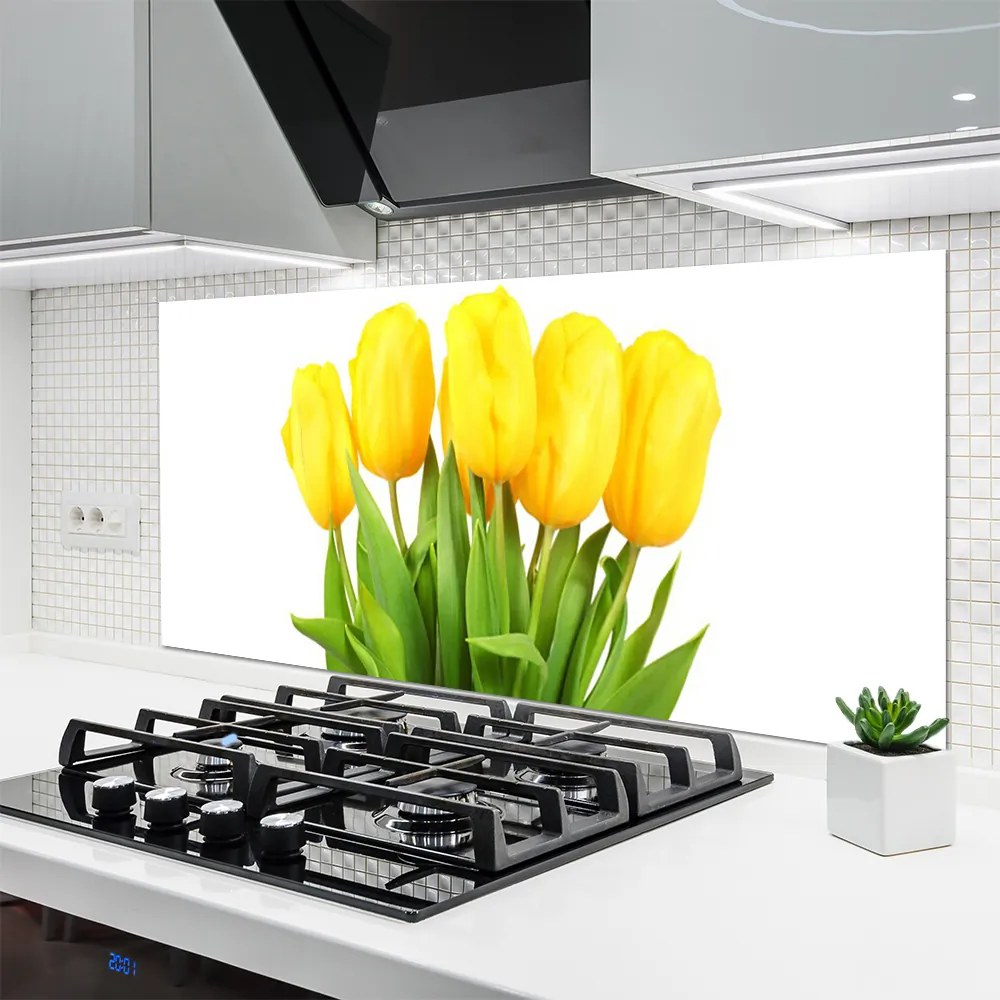 Panel Szklany do Kuchni Tulipany w Porannym Słońcu