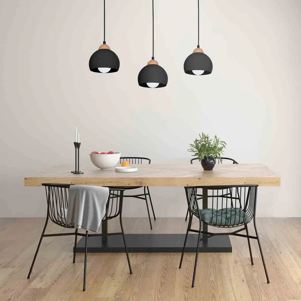 Lampa wisząca DAMA BLACK 3xE27, na listwie