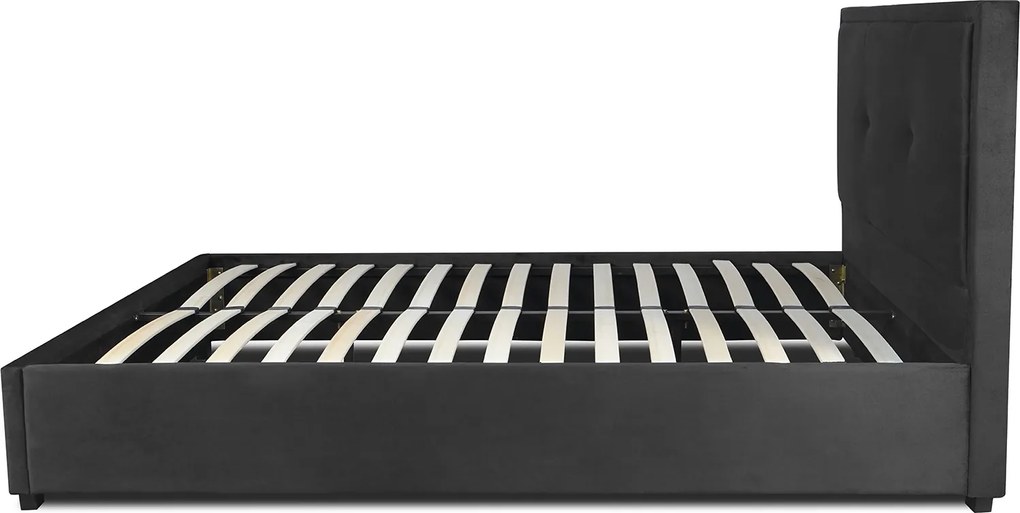 Łóżko Tapicerowane 160x200 cm ANDRE ze Stelażem Dwuosobowe Welurowe Czarne