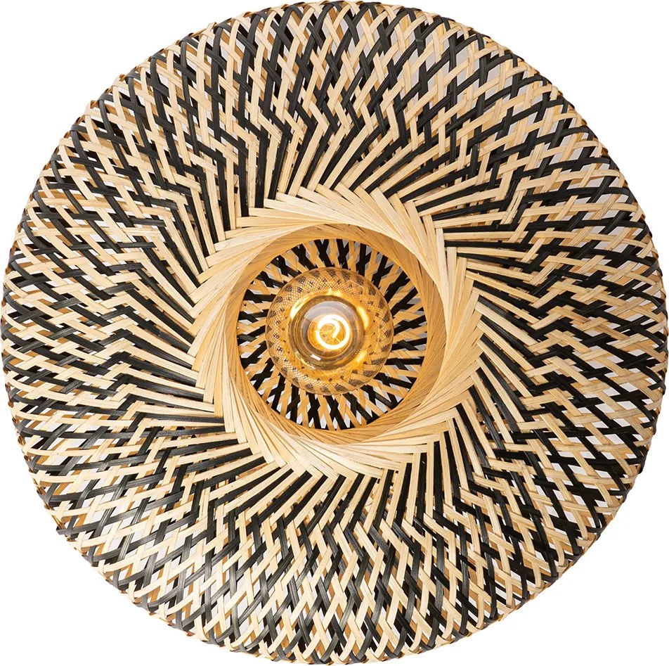 Orientalna lampa sufitowa czarna bambusowa 50 cm - Ostrava