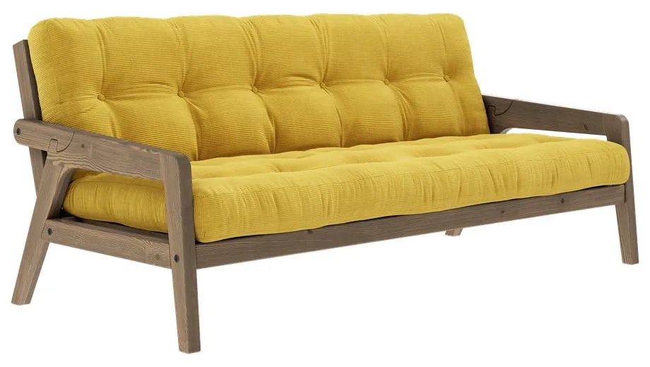 Żółta sztruksowa rozkładana sofa 204 cm Grab – Karup Design