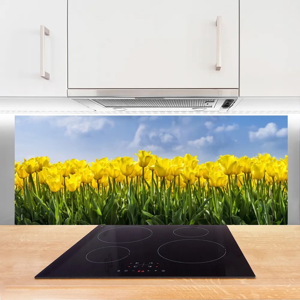 Panel Szklany Tęczowe Pole Tulipanów