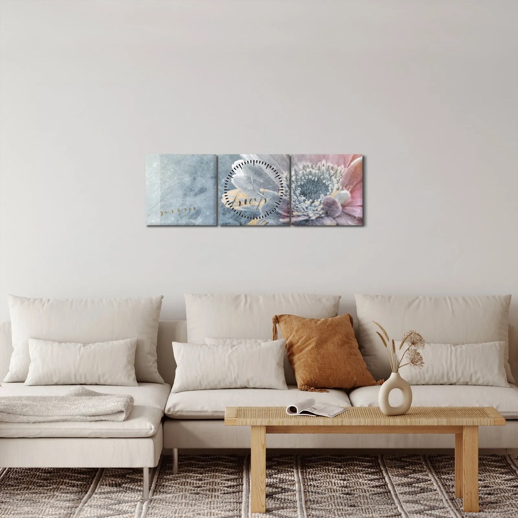 Obraz - Zimowy kwiat (z zegarem) (90x30 cm)