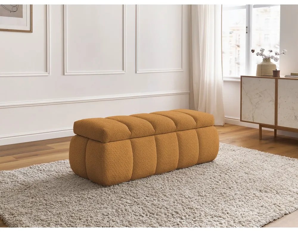 Ławka z materiału bouclé w kolorze ochry – Bobochic Paris