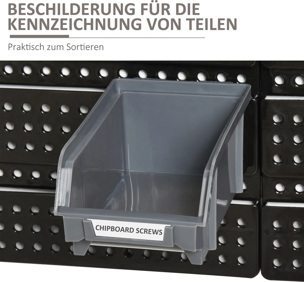 DURHAND Półka magazynowa 30 skrzynek Organizacja warsztatu Czerwony Szary Czarny | Aosom PL