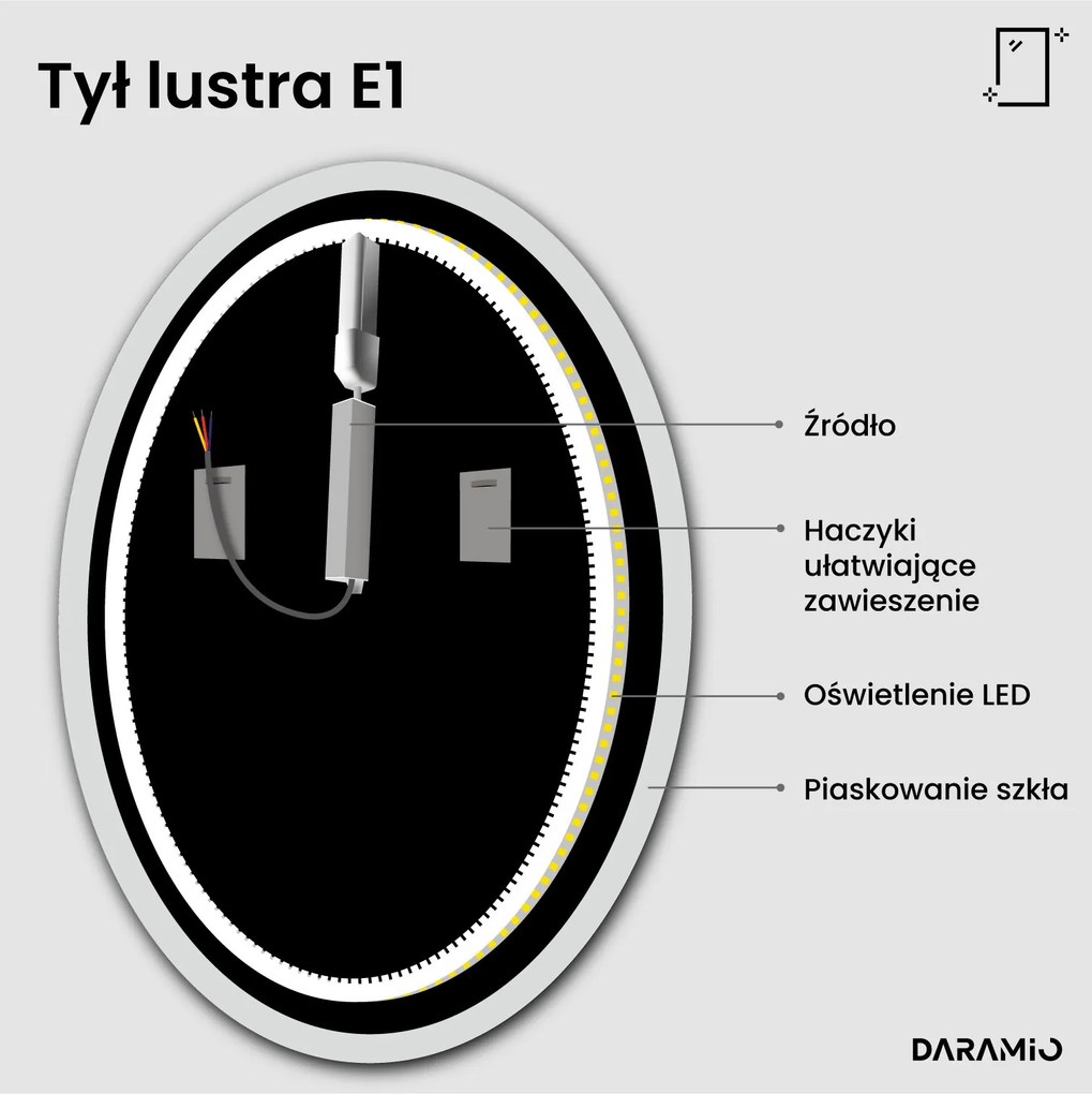 Okrągłe lustro łazienkowe LED E1