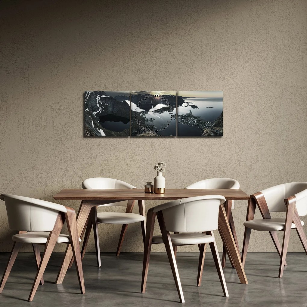 Obraz - Norweskie góry (z zegarem) (90x30 cm)