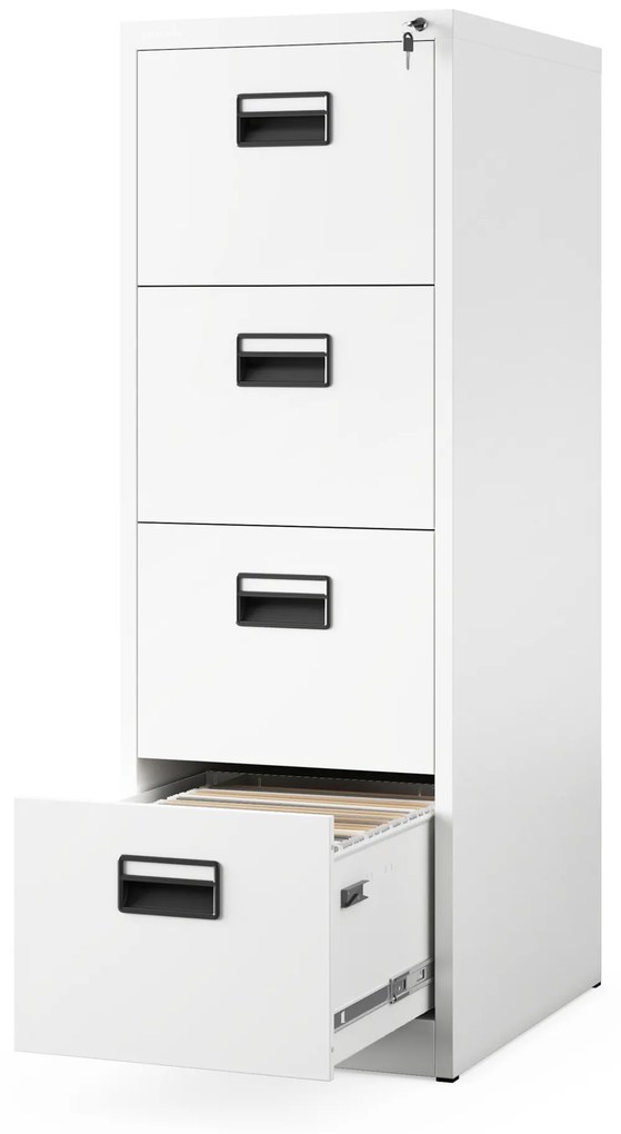 Szafa kartotekowa metalowa z 4 szufladami biała, 460x1320x620 mm: SARA