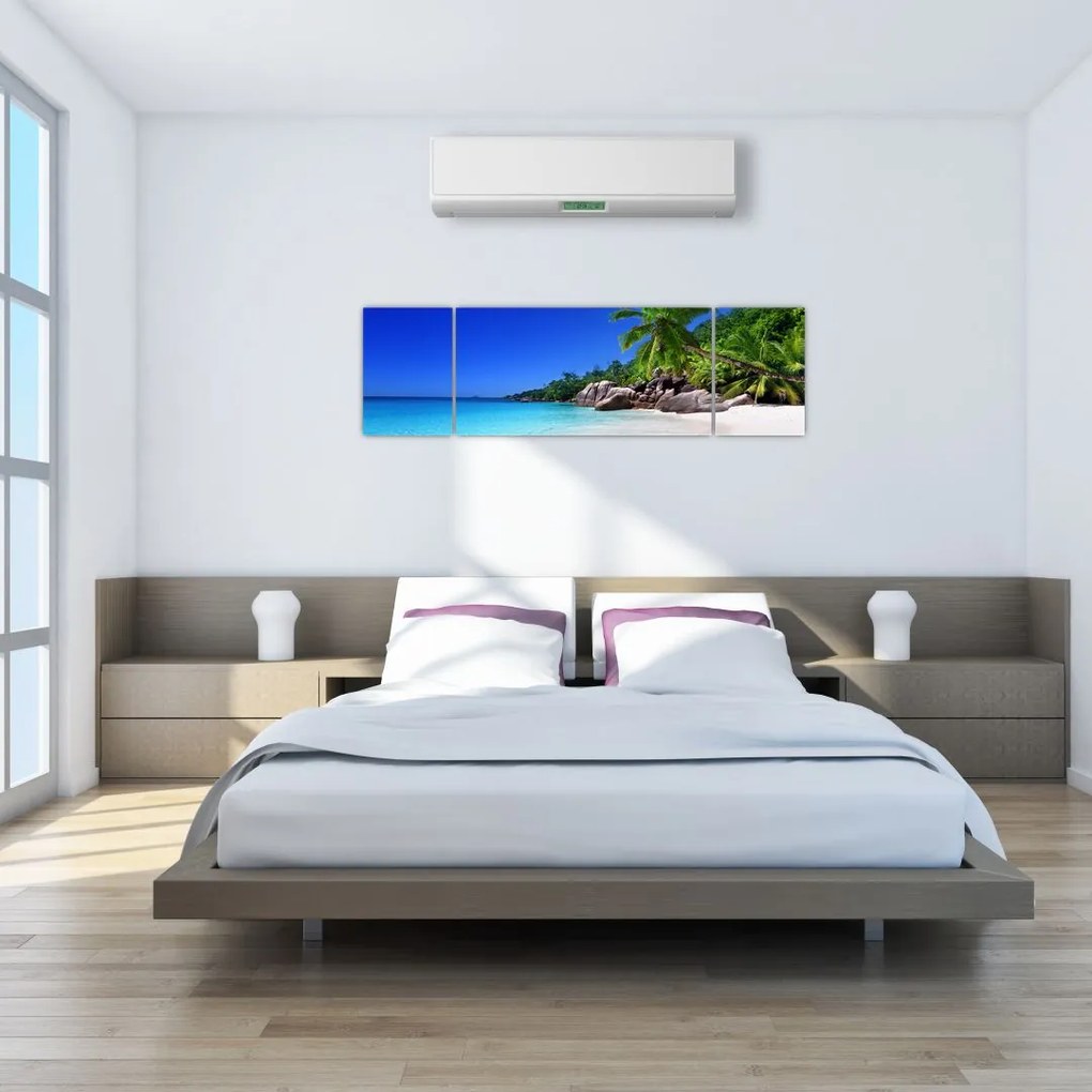 Obraz plaży na wyspie Praslin (170x50 cm)