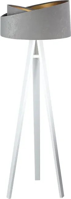 Szaro-biała asymetryczna lampa stojąca trójnóg - S025 L3-R88