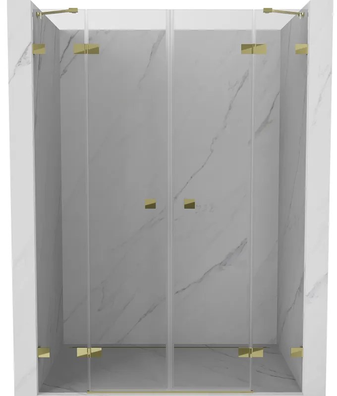 Mexen Lunar Duo drzwi prysznicowe uchylne 140 cm, transparent, złote - 834D-140-000-50-00