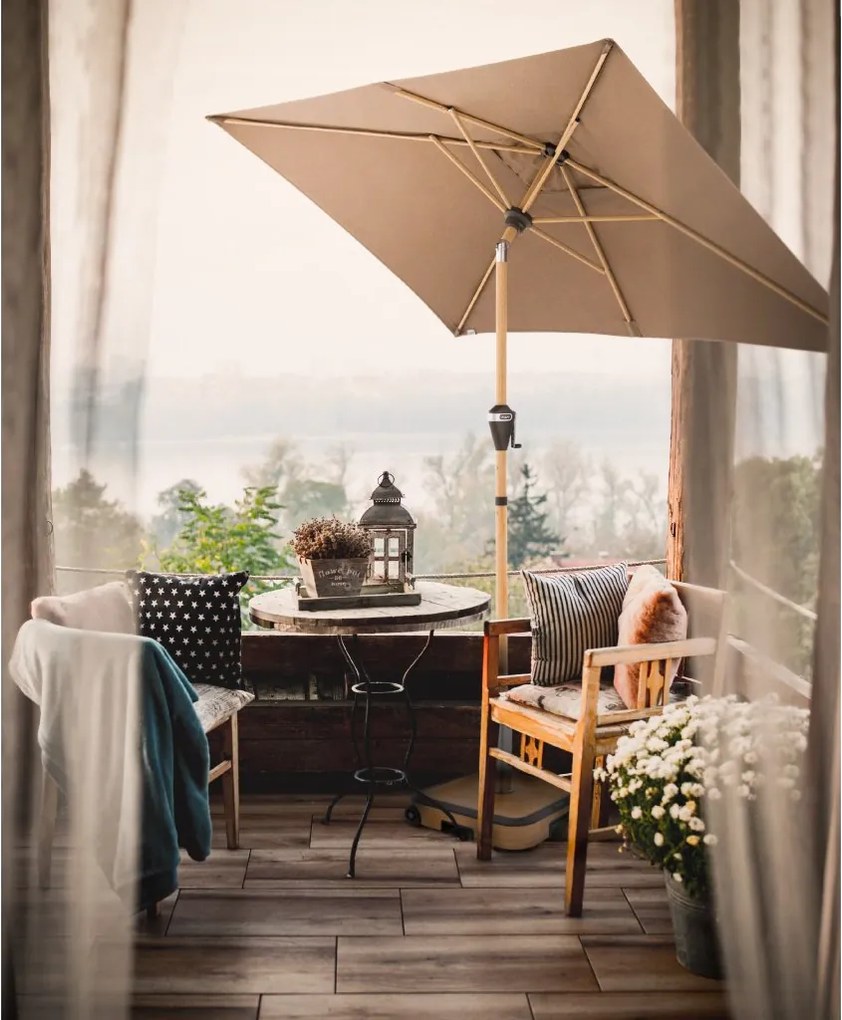 Doppler ALU WOOD parasol ogrodowy 210 x 140 cm brązowy