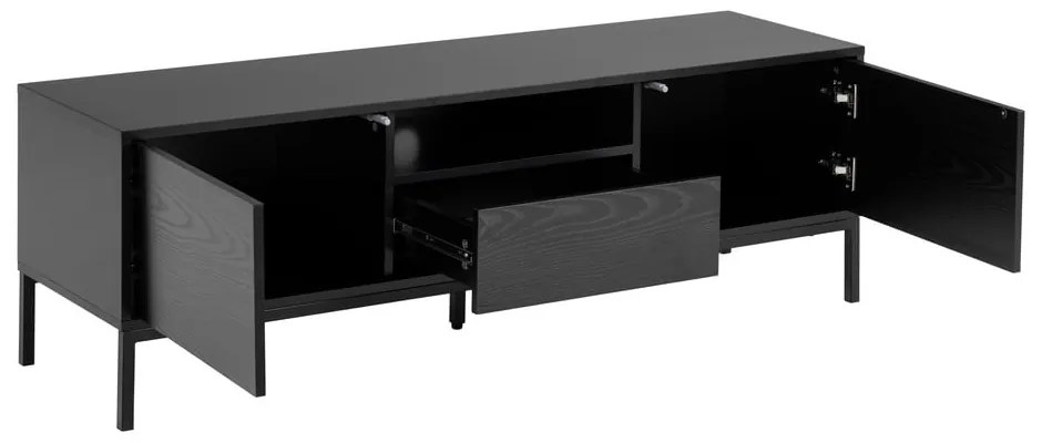Czarna szafka pod TV w dekorze jesionu 140x45 cm Seaford – Actona