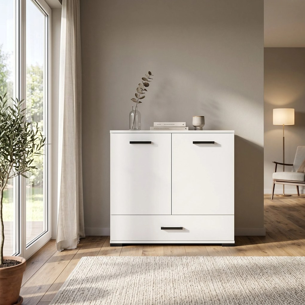 Komoda ALBANO 90 cm do Salonu Sypialni z Szufladą Biały