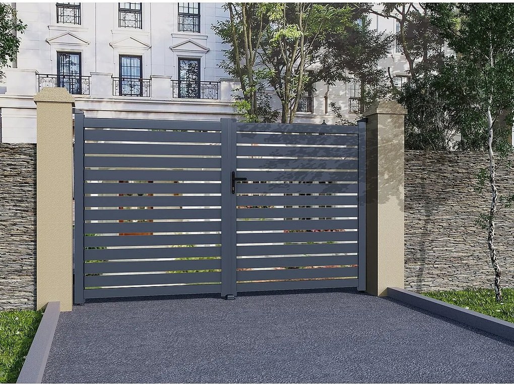 Brama aluminiowa półażurowa "Julien" - 300 x 140 cm - Szara