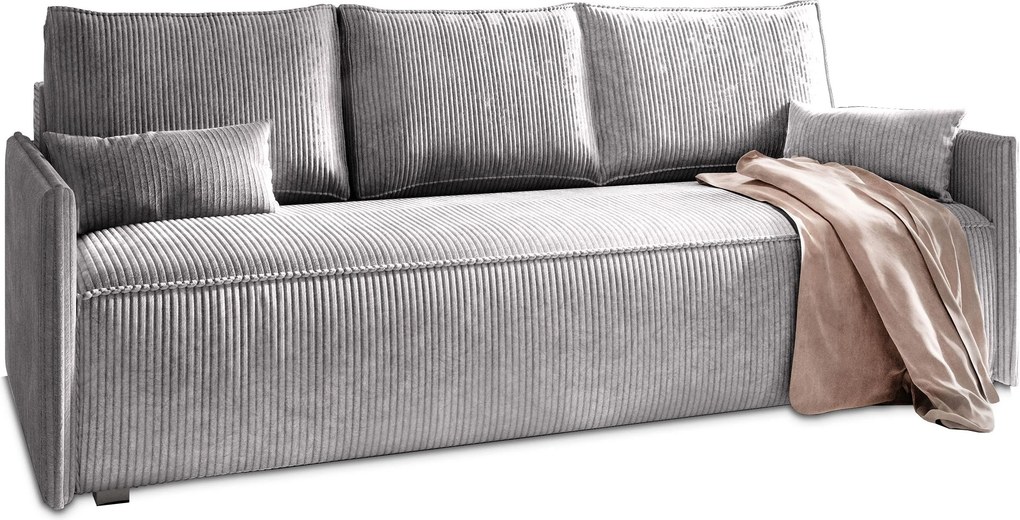 Masseno Sofa MESTOR z funkcją spania i pojemnikiem na pościel, Rozkładana sofa - Jasnoszary, POSO 55