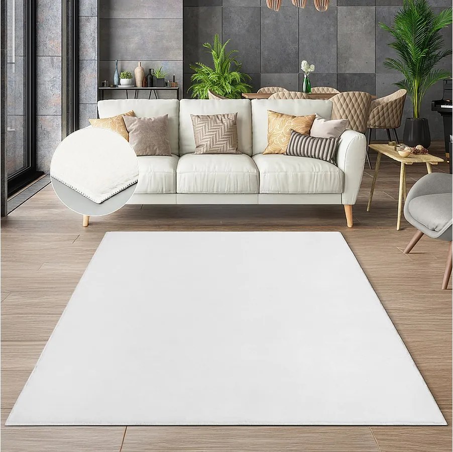 Dywan sztucznego futra miękki zmywalny  - Biały - 160 x 220 cm - COSY