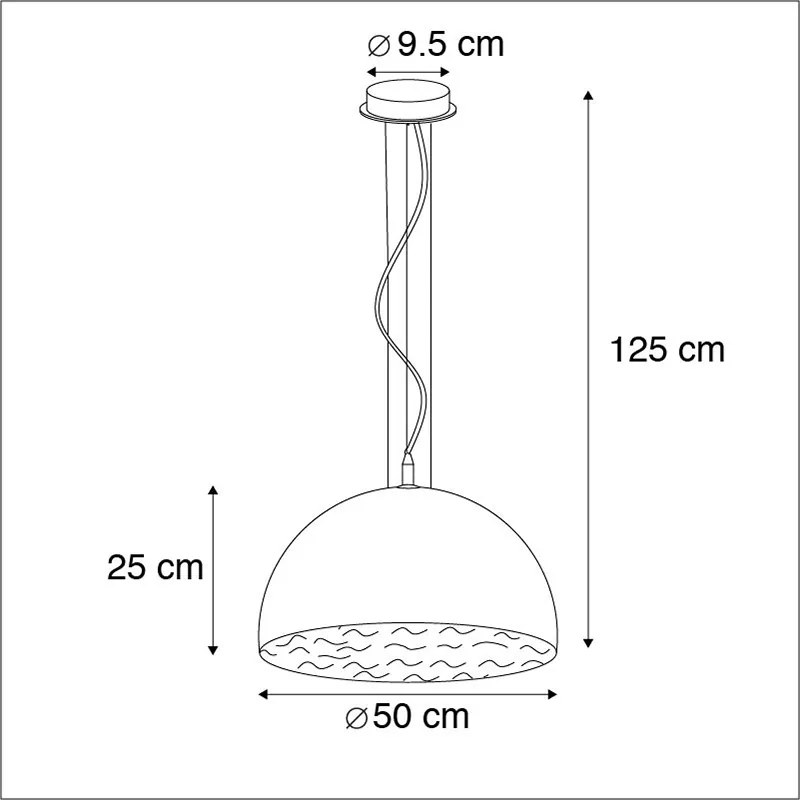 Nowoczesna lampa wisząca czarna ze złotym wnętrzem 50cm - Magna Nowoczesny Oswietlenie wewnetrzne